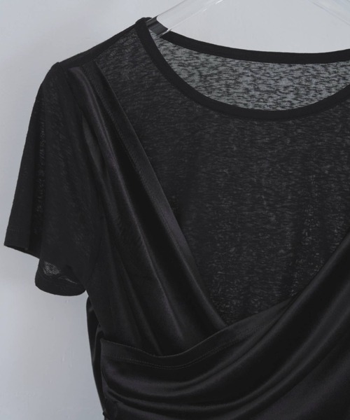 WILLFULLY（ウィルフリー）の「cache coeur mix slub velour tops（Tシャツ/カットソー・レディース・ブラック/モカ/アイボリー・FREE）」の7枚目の写真