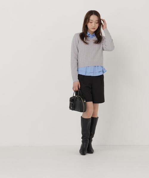 NATURAL BEAUTY BASIC(ナチュラルビューティーベーシック)の「ケーブルショートニット(ニット/セーター・レディース・キャメル/ネイビー/グレー・FREE)」の6枚目の写真