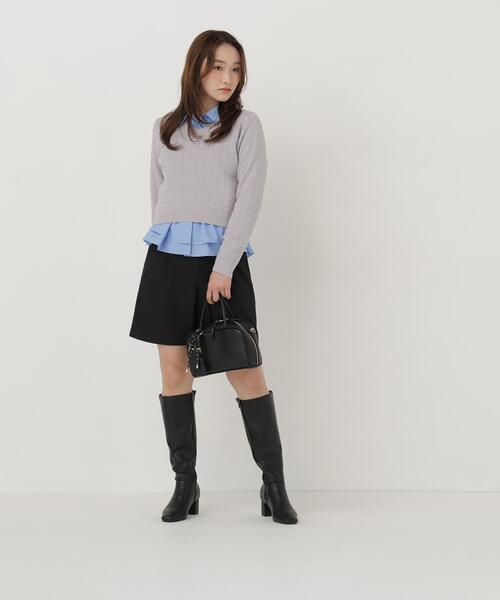 NATURAL BEAUTY BASIC(ナチュラルビューティーベーシック)の「ケーブルショートニット(ニット/セーター・レディース・キャメル/ネイビー/グレー・FREE)」の8枚目の写真
