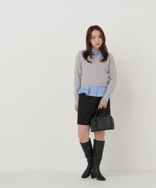 NATURAL BEAUTY BASIC(ナチュラルビューティーベーシック)の「ケーブルショートニット(ニット/セーター・レディース・キャメル/ネイビー/グレー・FREE)」の10枚目の写真