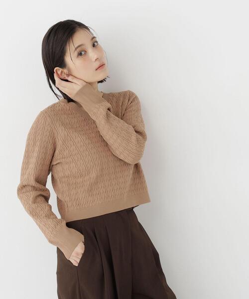 NATURAL BEAUTY BASIC(ナチュラルビューティーベーシック)の「ケーブルショートニット(ニット/セーター・レディース・キャメル/ネイビー/グレー・FREE)」の13枚目の写真