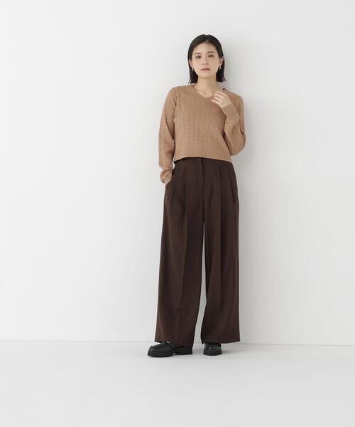 NATURAL BEAUTY BASIC(ナチュラルビューティーベーシック)の「ケーブルショートニット(ニット/セーター・レディース・キャメル/ネイビー/グレー・FREE)」の14枚目の写真