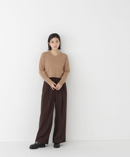 NATURAL BEAUTY BASIC(ナチュラルビューティーベーシック)の「ケーブルショートニット(ニット/セーター・レディース・キャメル/ネイビー/グレー・FREE)」の16枚目の写真