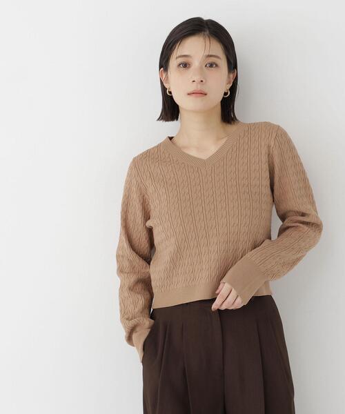 NATURAL BEAUTY BASIC(ナチュラルビューティーベーシック)の「ケーブルショートニット(ニット/セーター・レディース・キャメル/ネイビー/グレー・FREE)」の17枚目の写真