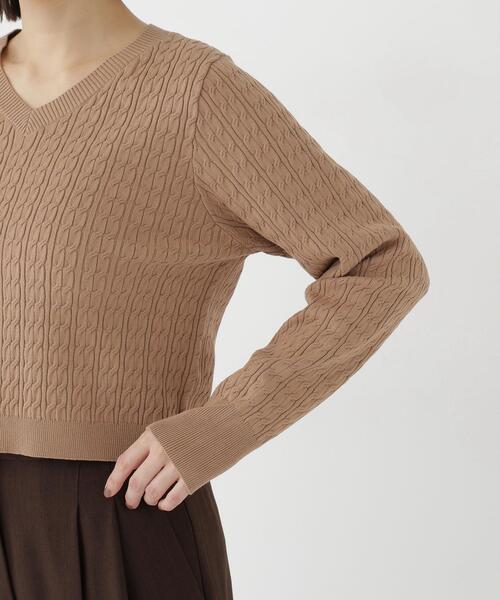 NATURAL BEAUTY BASIC(ナチュラルビューティーベーシック)の「ケーブルショートニット(ニット/セーター・レディース・キャメル/ネイビー/グレー・FREE)」の22枚目の写真