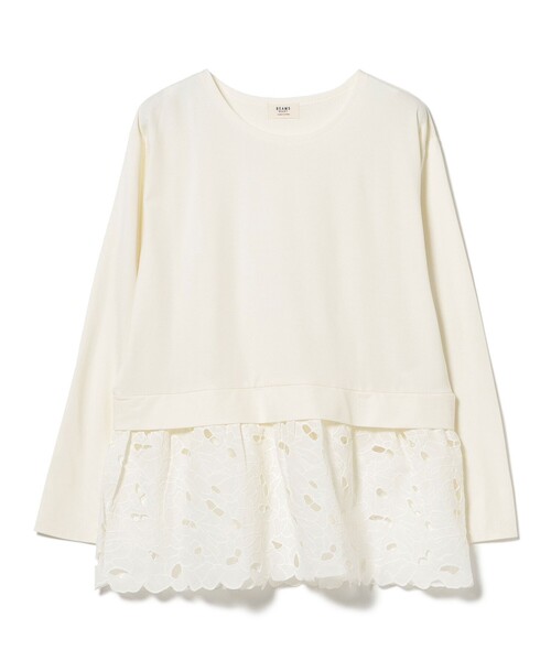 BEAMS HEART(ビームスハート)の「カットワークレース 切替 プルオーバー(Tシャツ/カットソー・レディース・オフホワイト/ブラック・FREE)」の3枚目の写真