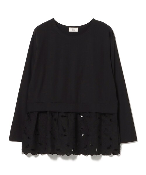 BEAMS HEART(ビームスハート)の「カットワークレース 切替 プルオーバー(Tシャツ/カットソー・レディース・オフホワイト/ブラック・FREE)」の9枚目の写真