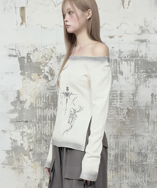 ETRE AU SOMMET(エトレオソメ)の「Dirty Wash Lettering Long Sleeve (Cream)(Tシャツ/カットソー・レディース・Cream・FREE)」の2枚目の写真