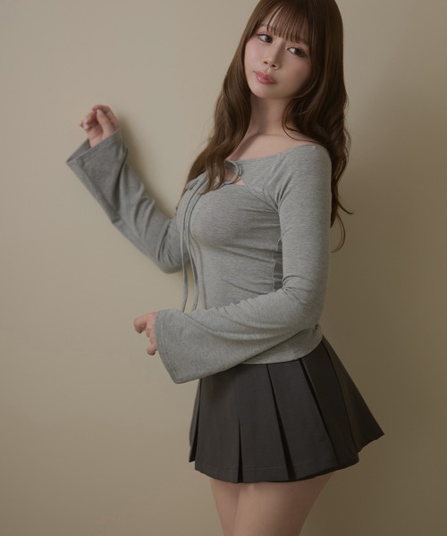 M DOLLY（エムドリー）の「Check jessie skirt pants / チェックジェシースカートパンツ（スカート・レディース・カーキ/グレー・M/S）」の4枚目の写真