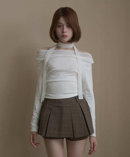 M DOLLY（エムドリー）の「Check jessie skirt pants / チェックジェシースカートパンツ（スカート・レディース・カーキ/グレー・M/S）」の9枚目の写真