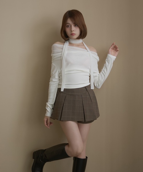 M DOLLY（エムドリー）の「Check jessie skirt pants / チェックジェシースカートパンツ（スカート・レディース・カーキ/グレー・M/S）」の10枚目の写真