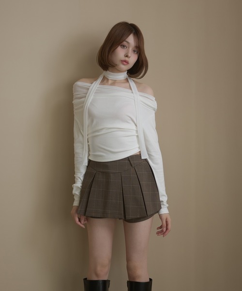 M DOLLY（エムドリー）の「Check jessie skirt pants / チェックジェシースカートパンツ（スカート・レディース・カーキ/グレー・M/S）」の13枚目の写真