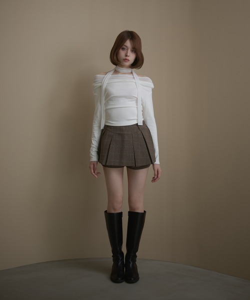 M DOLLY（エムドリー）の「Check jessie skirt pants / チェックジェシースカートパンツ（スカート・レディース・カーキ/グレー・M/S）」の14枚目の写真
