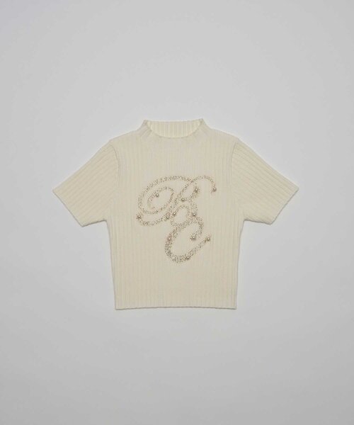 Belle Charme(ベルシャルム)の「【Belle Charme】BC Bijou Logo Rib Knit(ニット/セーター・レディース・ピンク/ブラック/ベージュ/アイボリー・FREE)」の8枚目の写真