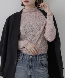 BRODIAEA 総レースハイネックストレッチプルオーバー 長袖