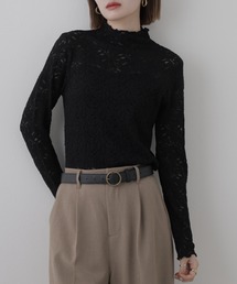 BRODIAEA 総レースハイネックストレッチプルオーバー 長袖
