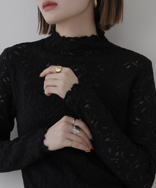 BRODIAEA(ブローディア)の「BRODIAEA 総レースハイネックストレッチプルオーバー 長袖(Tシャツ/カットソー・レディース・ピンク/ブラック/ワインレッド/アイボリー・40)」の13枚目の写真