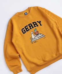 GEERY / ジェリー 裏起毛 サガラ刺繍 ＆ プリント クルーネック スウェット トレーナー