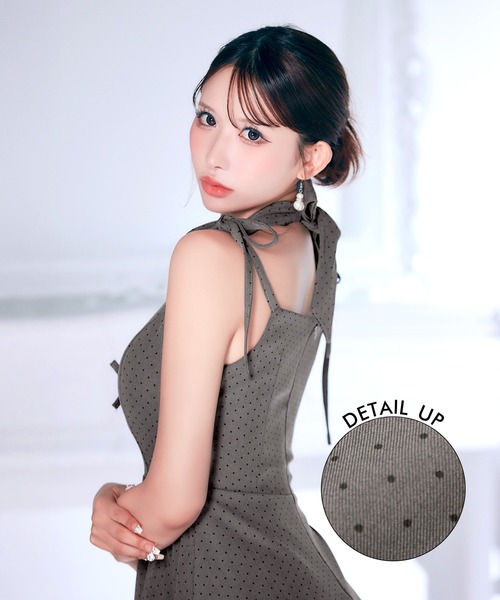 DAZZY(デイジー)の「ドットホルターネックリボンAラインミニ丈キャバドレス(ドレス・レディース・グレー・M/S/L)」の19枚目の写真