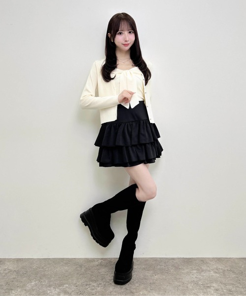 INGNI(イング)の「【WEB限定】リボンキャミ+ニットカーディガン/セット(アンサンブル・レディース・ピンク/ブラック/アイボリー・M)」の16枚目の写真