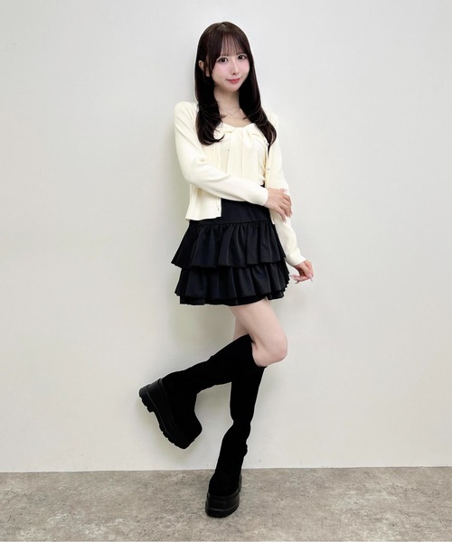 INGNI(イング)の「【WEB限定】リボンキャミ+ニットカーディガン/セット(アンサンブル・レディース・ピンク/ブラック/アイボリー・M)」の17枚目の写真