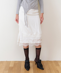 FEMININE SLIT LACE SKIRT(W) WHITE