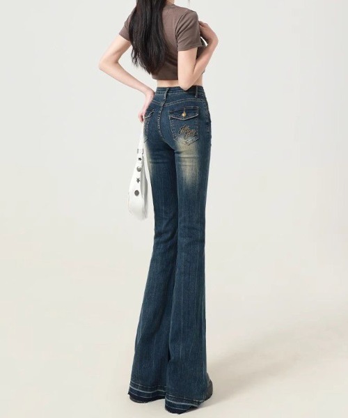 semuse(セミューズ)の「バック刺繍フレアデニムパンツ(デニムパンツ・レディース・ブルー・M/S)」の5枚目の写真