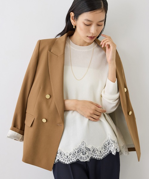 ROPE'（ロペ）の「【J'aDoRe・一部店舗限定サイズ】ヘムレースフレアニットプルオーバー/イージーケア（ニット/セーター・レディース・チャコールグレー/ブラック/オフホワイト・38）」の5枚目の写真