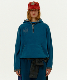 Dizzy Fleece Half Zip-Up Hoodie Blue