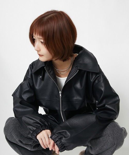 GORGE(ゴージ)の「ファー襟 フェイクレザーブルゾン|全3色(ブルゾン・レディース・ブラック/ブラウン/アイボリー・F)」の19枚目の写真