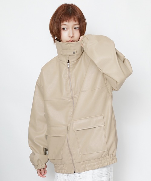 GORGE(ゴージ)の「ファー襟 フェイクレザーブルゾン|全3色(ブルゾン・レディース・ブラック/ブラウン/アイボリー・F)」の7枚目の写真