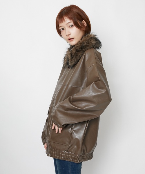 GORGE(ゴージ)の「ファー襟 フェイクレザーブルゾン|全3色(ブルゾン・レディース・ブラック/ブラウン/アイボリー・F)」の12枚目の写真