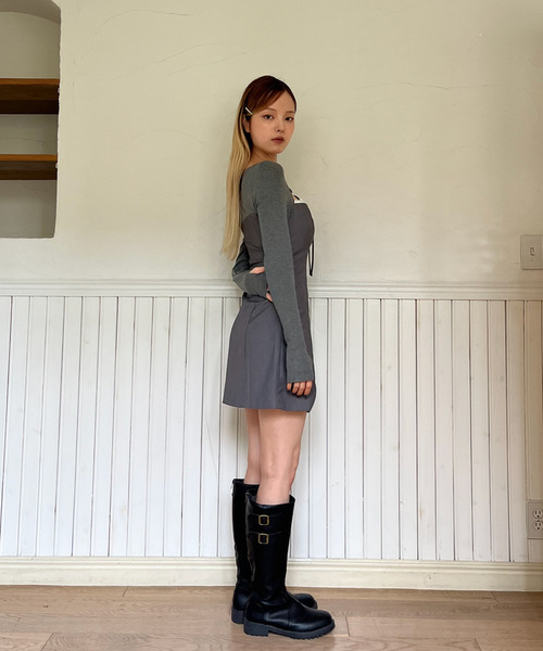 MORE self LOVE（モアセルフラブ）の「レースタイトワンピース（ワンピース・レディース・グレー/ブラック・FREE）」の7枚目の写真