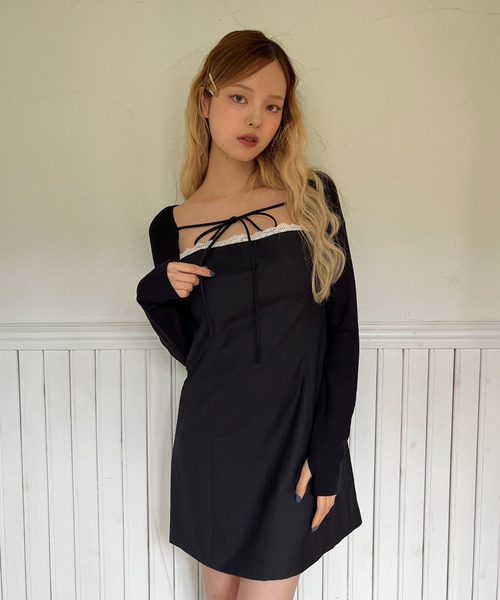 MORE self LOVE（モアセルフラブ）の「レースタイトワンピース（ワンピース・レディース・グレー/ブラック・FREE）」の14枚目の写真