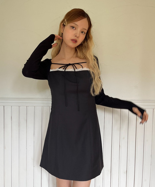 MORE self LOVE（モアセルフラブ）の「レースタイトワンピース（ワンピース・レディース・グレー/ブラック・FREE）」の15枚目の写真