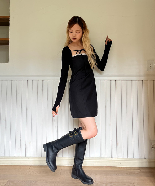 MORE self LOVE（モアセルフラブ）の「レースタイトワンピース（ワンピース・レディース・グレー/ブラック・FREE）」の17枚目の写真