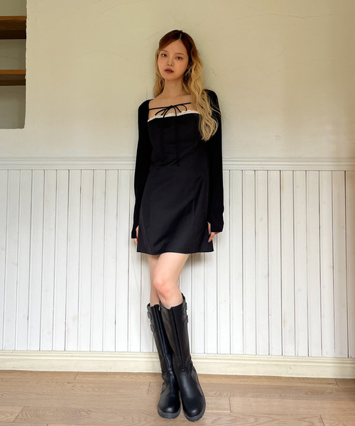 MORE self LOVE（モアセルフラブ）の「レースタイトワンピース（ワンピース・レディース・グレー/ブラック・FREE）」の18枚目の写真