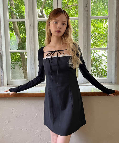 MORE self LOVE（モアセルフラブ）の「レースタイトワンピース（ワンピース・レディース・グレー/ブラック・FREE）」の19枚目の写真