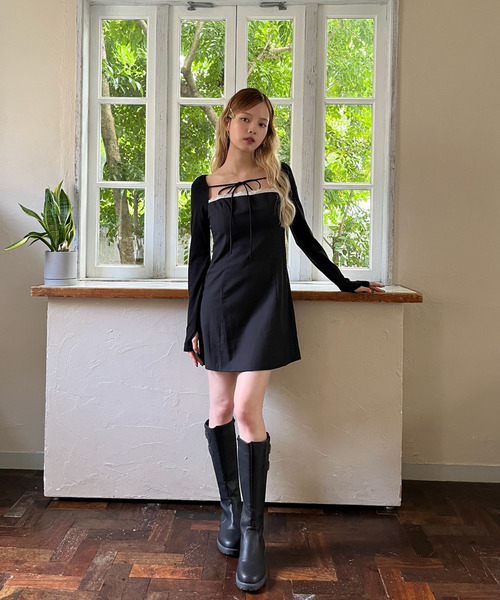 MORE self LOVE（モアセルフラブ）の「レースタイトワンピース（ワンピース・レディース・グレー/ブラック・FREE）」の22枚目の写真