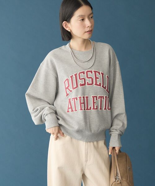 AMERICAN HOLIC(アメリカンホリック)の「【RUSSELL】ロゴ裏毛スウェット(スウェット・レディース・杢グレー/グリーン/ブラウン/レッド/ネイビー・FREE)」の2枚目の写真