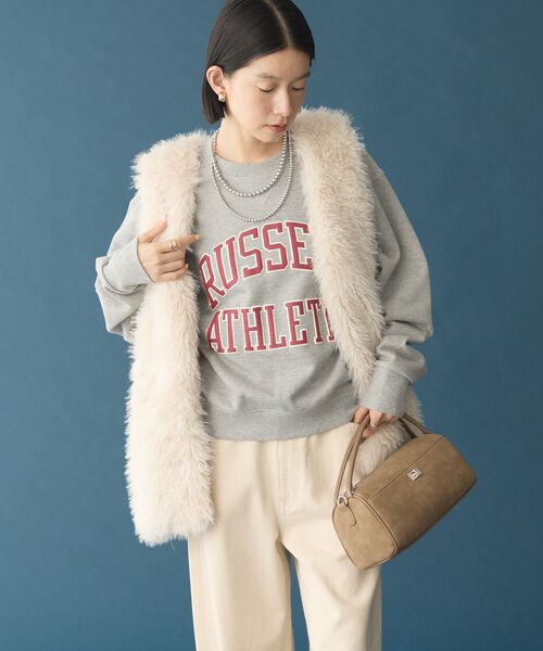AMERICAN HOLIC(アメリカンホリック)の「【RUSSELL】ロゴ裏毛スウェット(スウェット・レディース・杢グレー/グリーン/ブラウン/レッド/ネイビー・FREE)」の6枚目の写真