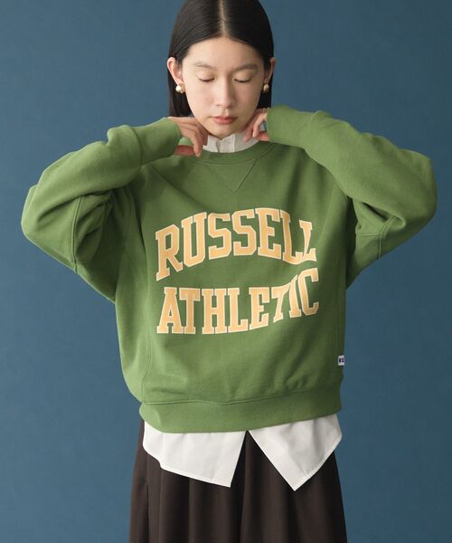 AMERICAN HOLIC(アメリカンホリック)の「【RUSSELL】ロゴ裏毛スウェット(スウェット・レディース・杢グレー/グリーン/ブラウン/レッド/ネイビー・FREE)」の3枚目の写真