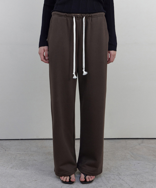WEDNESDAYOASISFORWOMEN(ウェンズデー オアシス フォー ウーマン)の「LAZY STRING ワイドスウェットパンツ_BROWN(WB6PT31)(スウェットパンツ・レディース・ブラウン・FREE)」の1枚目の写真