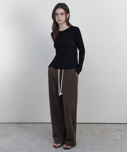 WEDNESDAYOASISFORWOMEN(ウェンズデー オアシス フォー ウーマン)の「LAZY STRING ワイドスウェットパンツ_BROWN(WB6PT31)(スウェットパンツ・レディース・ブラウン・FREE)」の3枚目の写真