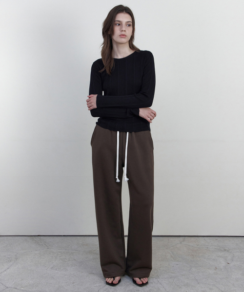 WEDNESDAYOASISFORWOMEN(ウェンズデー オアシス フォー ウーマン)の「LAZY STRING ワイドスウェットパンツ_BROWN(WB6PT31)(スウェットパンツ・レディース・ブラウン・FREE)」の4枚目の写真
