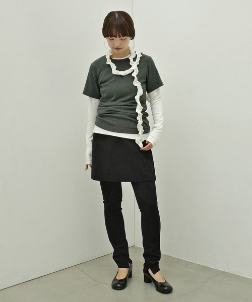 ONIT(オニット)の「Plus by ONIT/オニット SLOBE別注 レギンススカートセット 26AW-SL04 【洗濯機使用可能】(その他パンツ・レディース・ブラック/ライトグレー・FREE)」の3枚目の写真