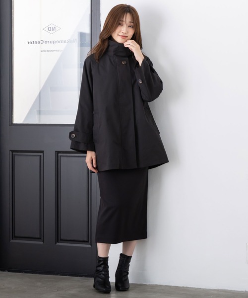 MAISONCOMFY (メゾンコンフィ)の「【スタンドAラインコート】きちんと感と上品さを兼ね備えた後ろ姿まで美しいAラインコート(トレンチコート・レディース・ブラック/ベージュ・FREE)」の3枚目の写真