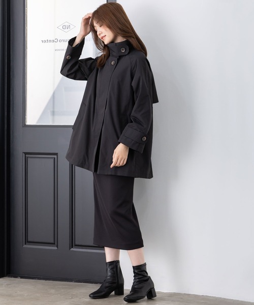 MAISONCOMFY (メゾンコンフィ)の「【スタンドAラインコート】きちんと感と上品さを兼ね備えた後ろ姿まで美しいAラインコート(トレンチコート・レディース・ブラック/ベージュ・FREE)」の9枚目の写真