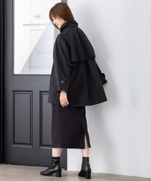 MAISONCOMFY (メゾンコンフィ)の「【スタンドAラインコート】きちんと感と上品さを兼ね備えた後ろ姿まで美しいAラインコート(トレンチコート・レディース・ブラック/ベージュ・FREE)」の10枚目の写真