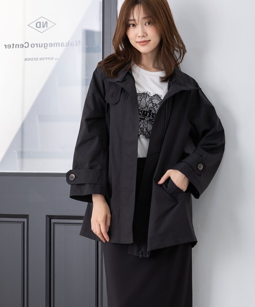 MAISONCOMFY (メゾンコンフィ)の「【スタンドAラインコート】きちんと感と上品さを兼ね備えた後ろ姿まで美しいAラインコート(トレンチコート・レディース・ブラック/ベージュ・FREE)」の12枚目の写真